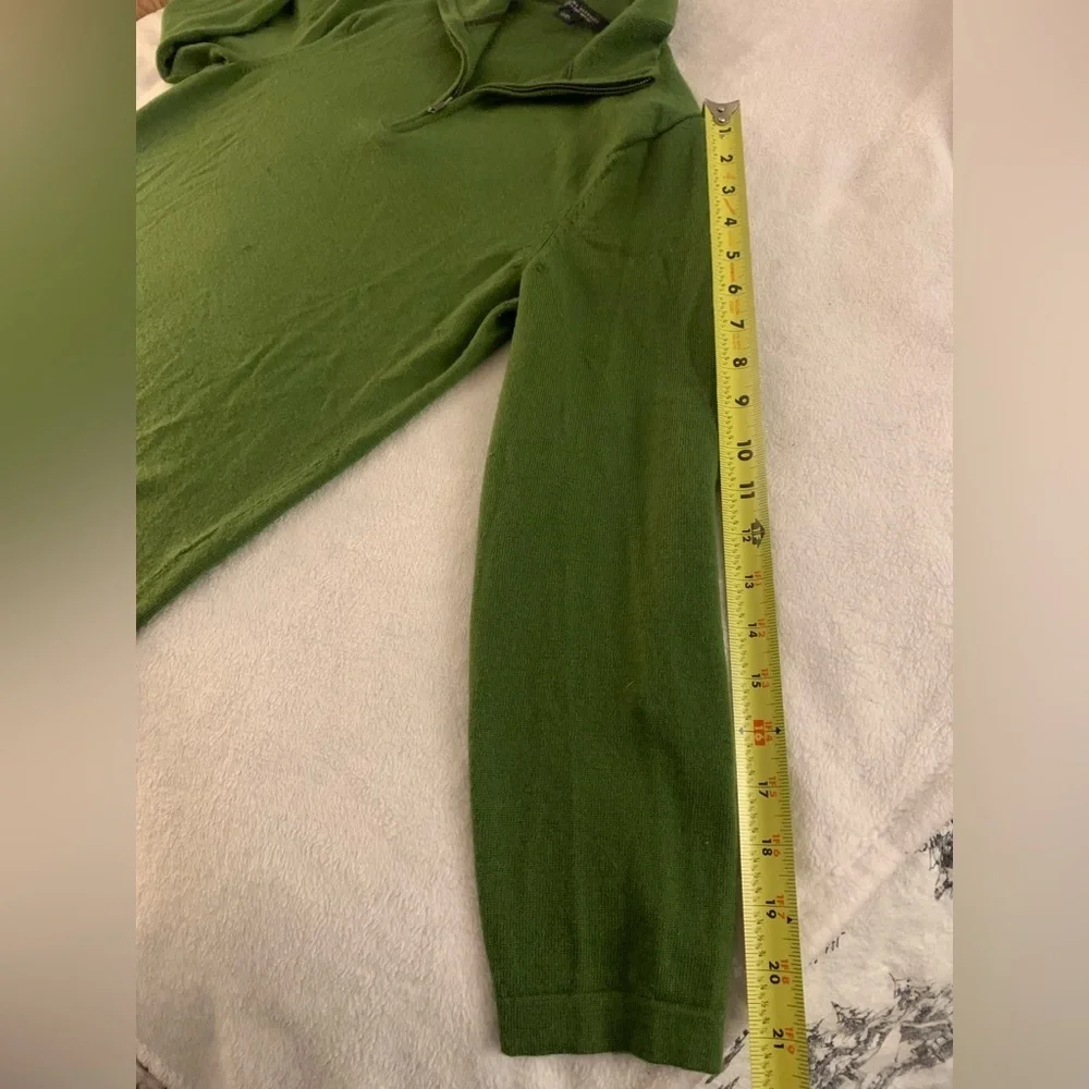 BANANA REPUBLIC Mens Pure Merino Wool Quarter Zip Pullover Sweater Green M